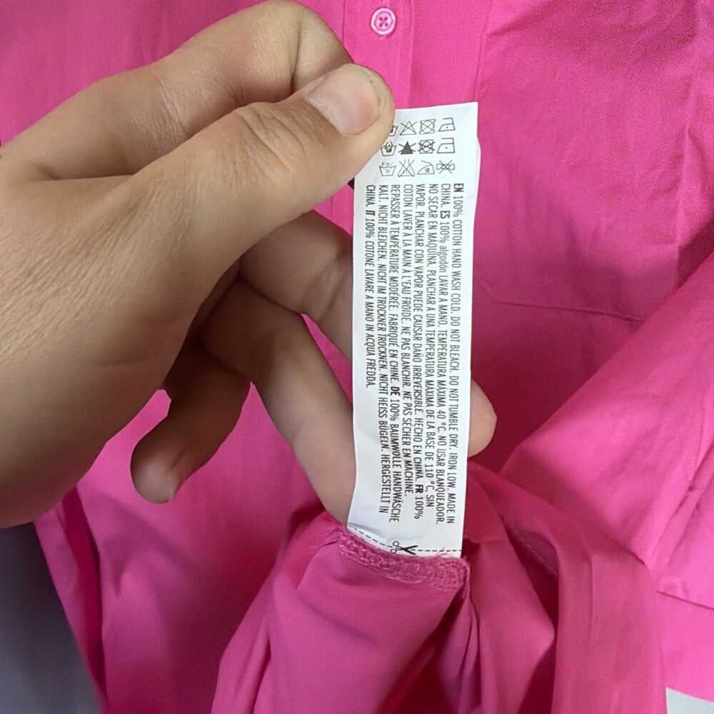 English Factory Hot Pink Cotton Button Down Mini Shirt Dress Size Small S - Picture 6 of 12